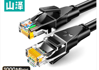 山泽 六类网线 千兆高速网络宽带线 6类家用电脑笔记本路由器监控线 CAT6八芯双绞成品跳线黑色3米 WD6030