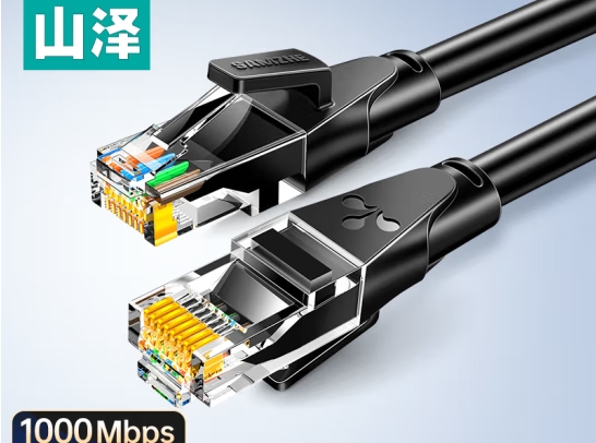 山泽 六类网线 千兆高速网络宽带线 6类工程家用电脑路由器监控线 CAT6八芯双绞成品跳线黑色3米WD6030